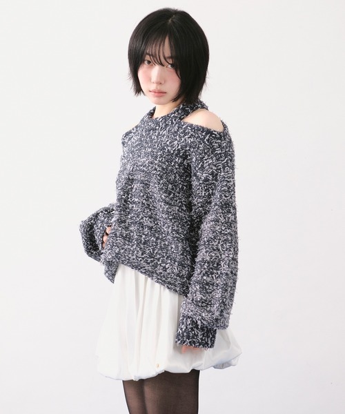 loin nuit(ロワンニュイ)の「mix color knit / ミックスカラーニット(ニット/セーター・レディース・ネイビー/ミックスグレー/アイボリー・FREE)」の8枚目の写真