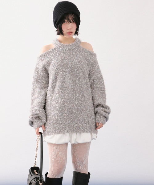loin nuit(ロワンニュイ)の「mix color knit / ミックスカラーニット(ニット/セーター・レディース・ネイビー/ミックスグレー/アイボリー・FREE)」の4枚目の写真