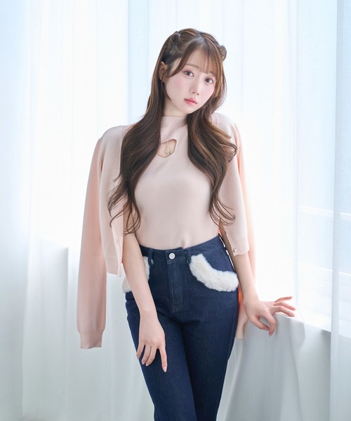 セール】Chest charm Ens. knit tops（カーディガン/ボレロ）｜Rose
