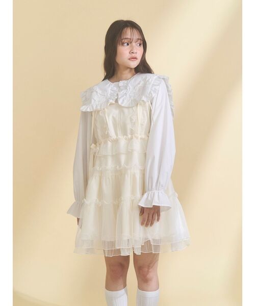 新品タグ付きmerry jennyメリージェニーribbonフリルカラーブラウス ribbonフリルカラーブラウス（シャツ/ブラウス）｜merry jenny（メリー