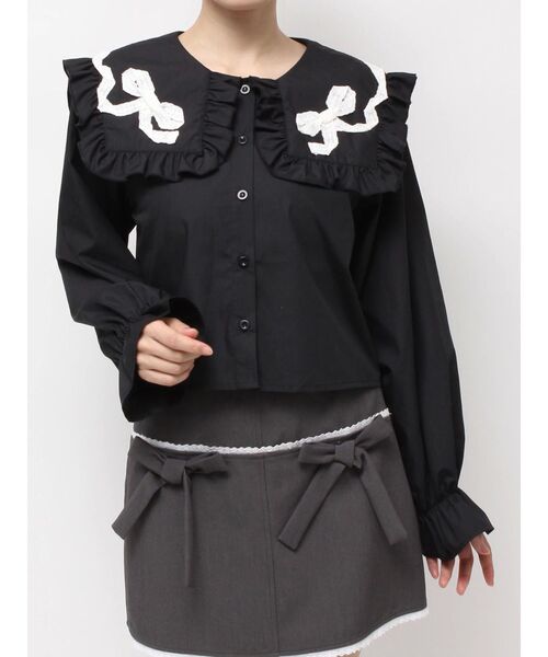 ribbonフリルカラーブラウス（シャツ/ブラウス）｜merry jenny（メリー