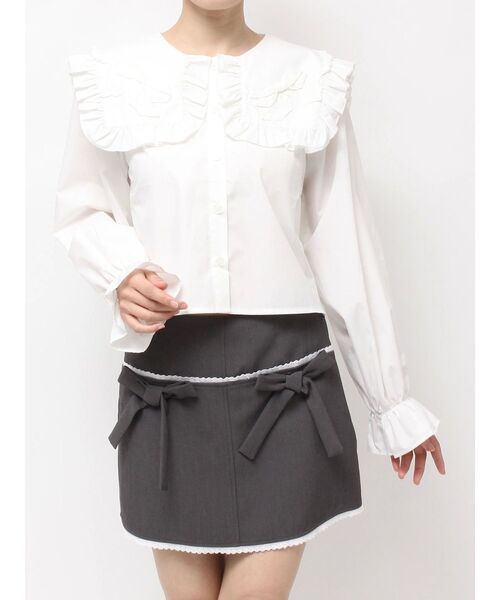 ribbonフリルカラーブラウス（シャツ/ブラウス）｜merry jenny（メリー