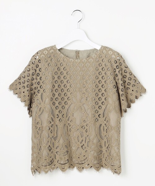 自由区（ジユウク）の「パネルレース ブラウス（シャツ/ブラウス・レディース・カーキ系/アイボリー系・32）」の10枚目の写真