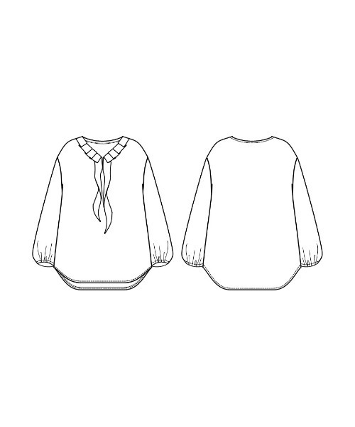 White Collection(ホワイトコレクション)の「【 ディテールで魅せる 】 ダブルクロス・タックフリルボウタイブラウス(シャツ/ブラウス・レディース・ブラック/アイボリー/ネイビー・S/L/M)」の4枚目の写真