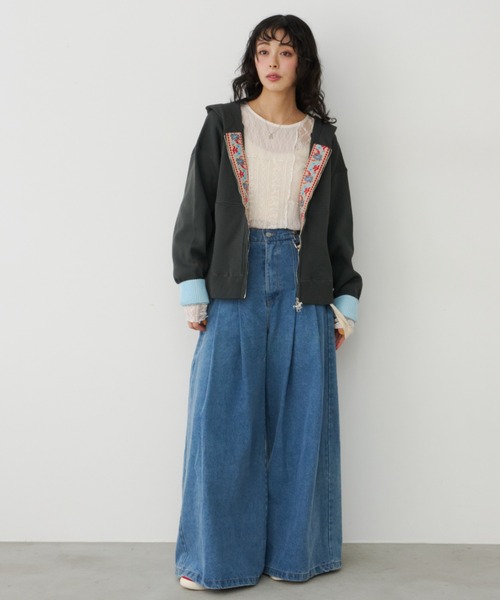 Unitage（ユニテージ）の「チロルテープニットパーカー（パーカー・レディース・チャコールグレー/グレー/ピンク/アイボリー・FREE）」の18枚目の写真