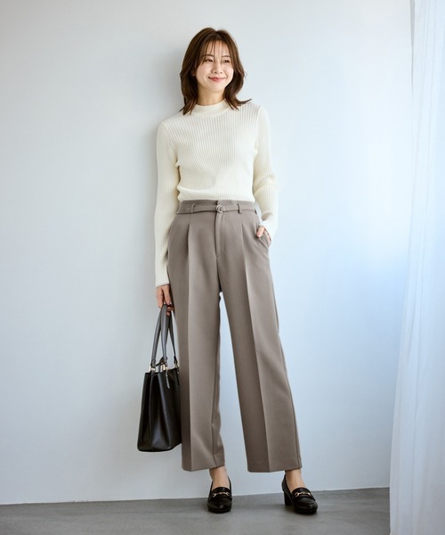 ROPE' PICNIC(ロペピクニック)の「【WEB限定カラー】360°ウルトラストレッチ ワイドパンツ/花粉ガード・入卒式・セットアップ対応(その他パンツ・レディース・ネイビー/ベージュ系その他/ブルー系その他5/ブラック・S/L/M)」の14枚目の写真