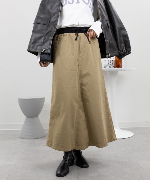 RCD(アールシーディー)の「ストレッチツイル ロングスカート(スカート・レディース・ベージュ/ブラック/カーキ・M/L/3L/4L/LL)」の4枚目の写真
