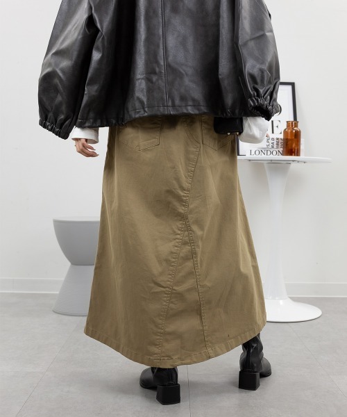 RCD(アールシーディー)の「ストレッチツイル ロングスカート(スカート・レディース・ベージュ/ブラック/カーキ・M/L/3L/4L/LL)」の6枚目の写真