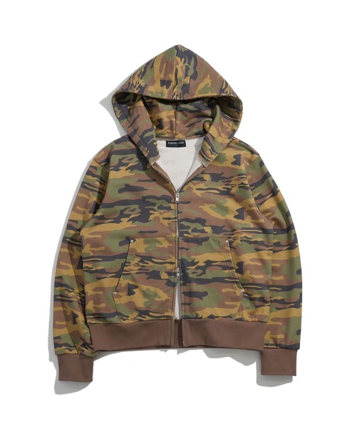 Starting Over（スターティングオーバー）の「double zip short length loopback hoodie/ダブルジップ ショートレングス 裏毛 パーカー（パーカー・メンズ・ブラック/カモフラージュ/チャコールグレー・M/L）」の3枚目の写真