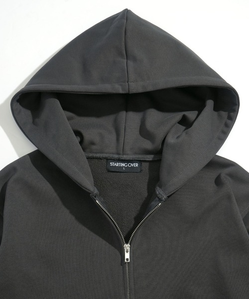 Starting Over（スターティングオーバー）の「double zip short length loopback hoodie/ダブルジップ ショートレングス 裏毛 パーカー（パーカー・メンズ・ブラック/カモフラージュ/チャコールグレー・M/L）」の5枚目の写真