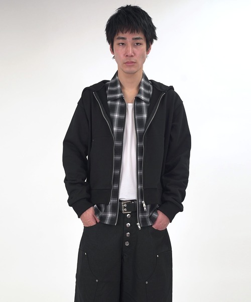 Starting Over（スターティングオーバー）の「double zip short length loopback hoodie/ダブルジップ ショートレングス 裏毛 パーカー（パーカー・メンズ・ブラック/カモフラージュ/チャコールグレー・M/L）」の13枚目の写真
