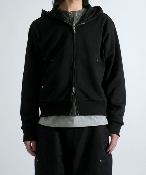 Starting Over（スターティングオーバー）の「double zip short length loopback hoodie/ダブルジップ ショートレングス 裏毛 パーカー（パーカー・メンズ・ブラック/カモフラージュ/チャコールグレー・M/L）」の17枚目の写真