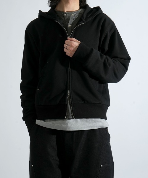 Starting Over（スターティングオーバー）の「double zip short length loopback hoodie/ダブルジップ ショートレングス 裏毛 パーカー（パーカー・メンズ・ブラック/カモフラージュ/チャコールグレー・M/L）」の19枚目の写真