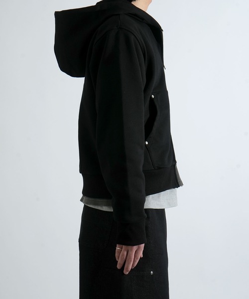 Starting Over（スターティングオーバー）の「double zip short length loopback hoodie/ダブルジップ ショートレングス 裏毛 パーカー（パーカー・メンズ・ブラック/カモフラージュ/チャコールグレー・M/L）」の21枚目の写真