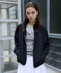 HIGH NECK DOT WIND JACKET BLACK