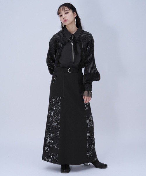 HARE（ハレ）の「フラワーキリカエナロースカート(HARE)（スカート・レディース・ブラック/ライトブルー・FREE）」の3枚目の写真