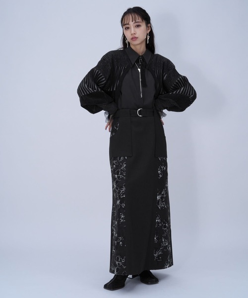 HARE（ハレ）の「フラワーキリカエナロースカート(HARE)（スカート・レディース・ブラック/ライトブルー・FREE）」の4枚目の写真