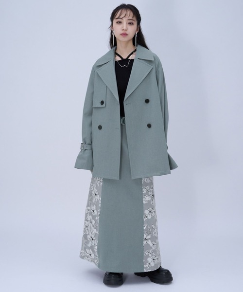 HARE（ハレ）の「フラワーキリカエナロースカート(HARE)（スカート・レディース・ブラック/ライトブルー・FREE）」の5枚目の写真