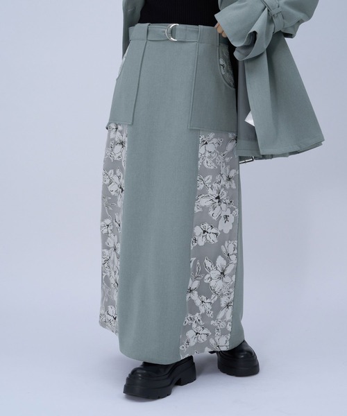 HARE（ハレ）の「フラワーキリカエナロースカート(HARE)（スカート・レディース・ブラック/ライトブルー・FREE）」の12枚目の写真