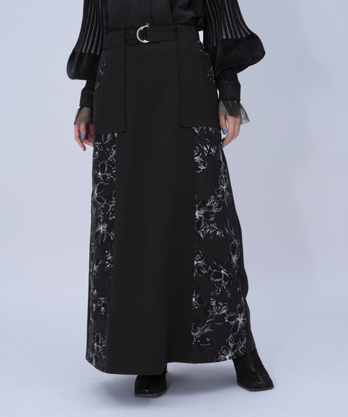 HARE（ハレ）の「フラワーキリカエナロースカート(HARE)（スカート・レディース・ブラック/ライトブルー・FREE）」の7枚目の写真