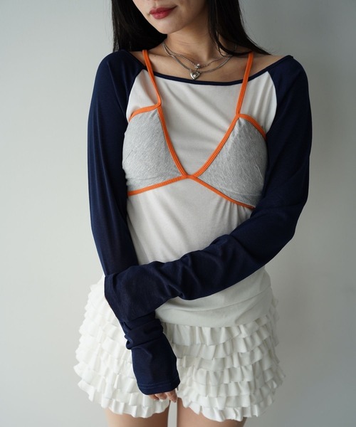 SANSeLF(サンセルフ)の「【SANSeLF】バッククロスダブルストラップビスチェ saw26s014(その他トップス・レディース・オレンジ/グレー/グリーン・FREE)」の1枚目の写真