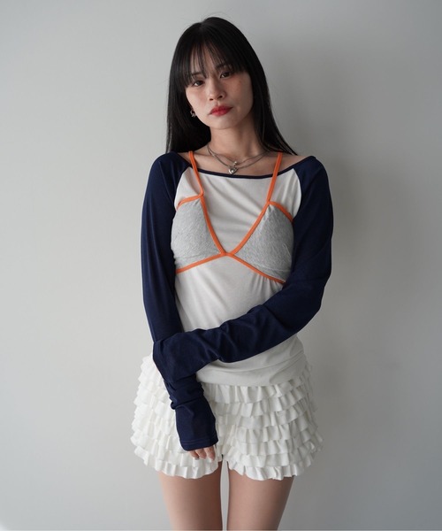 SANSeLF(サンセルフ)の「【SANSeLF】バッククロスダブルストラップビスチェ saw26s014(その他トップス・レディース・オレンジ/グレー/グリーン・FREE)」の4枚目の写真