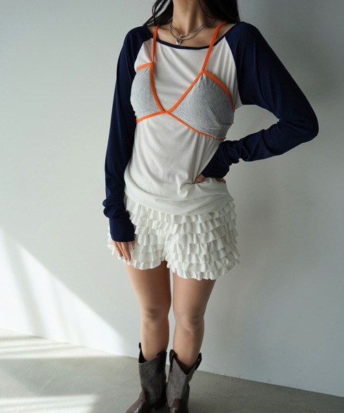 SANSeLF(サンセルフ)の「【SANSeLF】バッククロスダブルストラップビスチェ saw26s014(その他トップス・レディース・オレンジ/グレー/グリーン・FREE)」の7枚目の写真