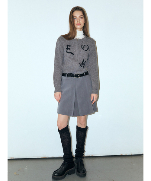 ETMON(エトモン)の「Lettering Zip-Up Knit Cardigan, Grey_Bk(カーディガン/ボレロ・レディース・その他・FREE)」の3枚目の写真