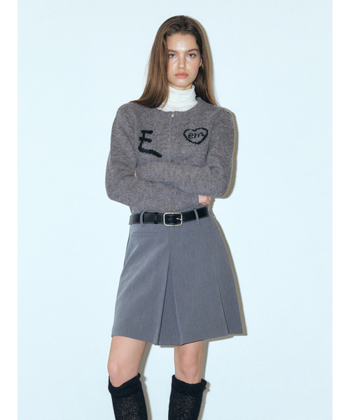 ETMON(エトモン)の「Lettering Zip-Up Knit Cardigan, Grey_Bk(カーディガン/ボレロ・レディース・その他・FREE)」の4枚目の写真