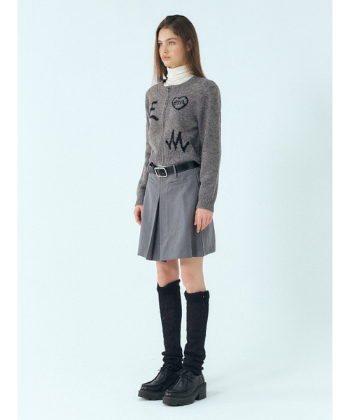 ETMON(エトモン)の「Lettering Zip-Up Knit Cardigan, Grey_Bk(カーディガン/ボレロ・レディース・その他・FREE)」の5枚目の写真