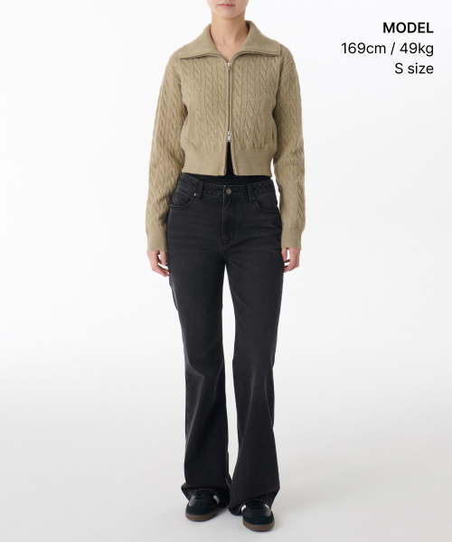 MUSINSA STANDARD WOMAN（ムシンサスタンダードウーマン）の「ウィメンズケーブルニットジップアップ[ベージュ]（ニット/セーター・レディース・その他・LARGE/MEDIUM/SMALL/X-SMALL）」の6枚目の写真