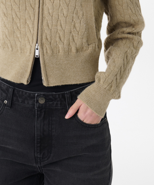 MUSINSA STANDARD WOMAN（ムシンサスタンダードウーマン）の「ウィメンズケーブルニットジップアップ[ベージュ]（ニット/セーター・レディース・その他・LARGE/MEDIUM/SMALL/X-SMALL）」の3枚目の写真