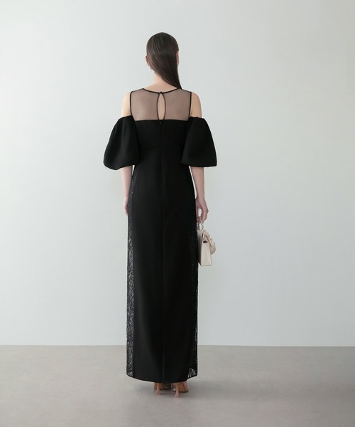 Leja(レジャ)の「【LEJA LUXE】サイドレースシアーデコルテパフスリーブスリットドレスワンピース美脚効果結婚式 パーティードレス 成人式 二次会 同窓会 お呼ばれ オケージョン 20代 30代(ドレス・レディース・ブラック・SMALL/MEDIUM)」の8枚目の写真