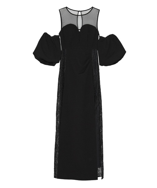 Leja(レジャ)の「【LEJA LUXE】サイドレースシアーデコルテパフスリーブスリットドレスワンピース美脚効果結婚式 パーティードレス 成人式 二次会 同窓会 お呼ばれ オケージョン 20代 30代(ドレス・レディース・ブラック・SMALL/MEDIUM)」の11枚目の写真