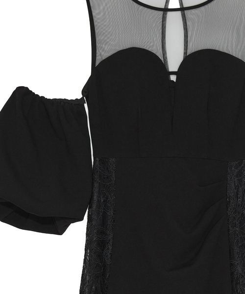 Leja(レジャ)の「【LEJA LUXE】サイドレースシアーデコルテパフスリーブスリットドレスワンピース美脚効果結婚式 パーティードレス 成人式 二次会 同窓会 お呼ばれ オケージョン 20代 30代(ドレス・レディース・ブラック・SMALL/MEDIUM)」の10枚目の写真