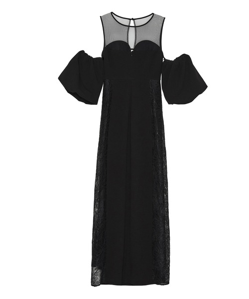 Leja(レジャ)の「【LEJA LUXE】サイドレースシアーデコルテパフスリーブスリットドレスワンピース美脚効果結婚式 パーティードレス 成人式 二次会 同窓会 お呼ばれ オケージョン 20代 30代(ドレス・レディース・ブラック・SMALL/MEDIUM)」の12枚目の写真