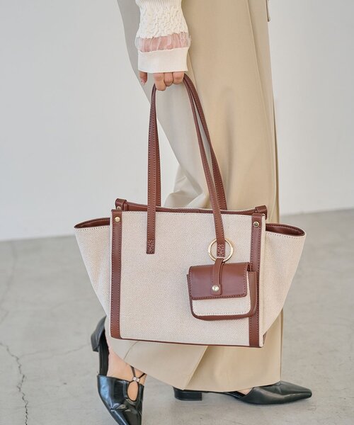 CAPRICIEUX LE'MAGE（カプリシューレマージュ）の「バイカラートリミングトートバッグ（ショルダーバッグ・レディース・ブラック/キャメル・FREE）」の8枚目の写真