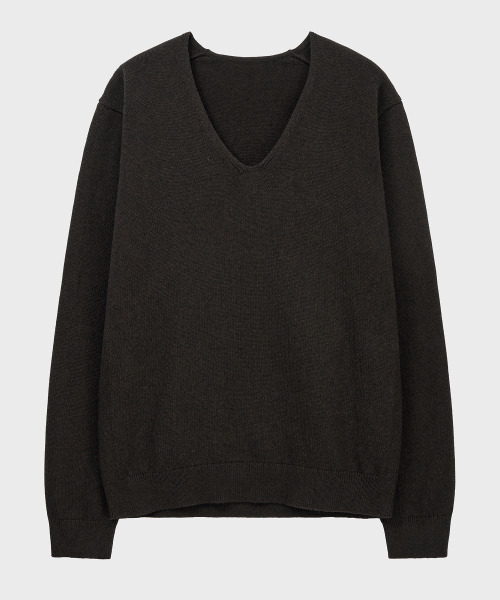 NOIRER（ノイア）の「カシミヤコットンディープVネックニット（ディープブラウン）（ニット/セーター・メンズ・その他・48/50/52）」の2枚目の写真