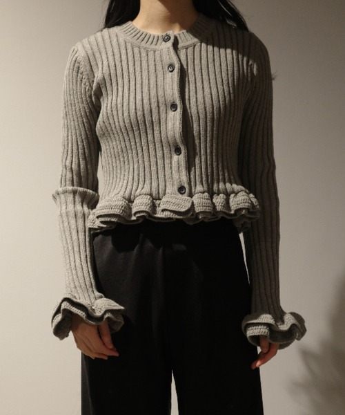 CLANE W FACE SHORT FRILLED KNIT TOPS（ニット/セーター）｜CLANE