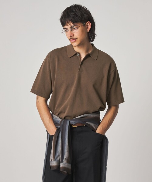 Steven Alan（スティーブンアラン）の「＜Steven Alan＞ ハイツイスト  ニット ショートスリーブ ポロシャツ NARROW（ニット/セーター・メンズ・モカ/その他1/ブラック・L/S/M/XL）」の11枚目の写真