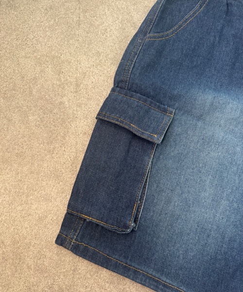 SHEPP(シープ)の「【26年春新作】【UNISEX】ワイドシルエット デニム カーゴハーフパンツ / バミューダパンツ(デニムパンツ・メンズ・ブラック/ライトブルー/インディゴブルー・L/M)」の12枚目の写真