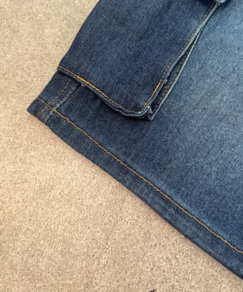 SHEPP(シープ)の「【26年春新作】【UNISEX】ワイドシルエット デニム カーゴハーフパンツ / バミューダパンツ(デニムパンツ・メンズ・ブラック/ライトブルー/インディゴブルー・L/M)」の14枚目の写真