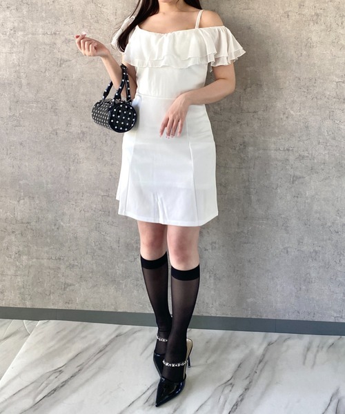 Mejoul(メジュール)の「【2026春夏新作】ワンショルダーフリルミニワンピース(ワンピース・レディース・ホワイト/ブラック・M/L)」の18枚目の写真