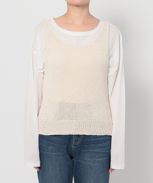 LOWRYS FARM（ローリーズファーム）の「２ＷＡＹコンパクトベスト　654888（ニット/セーター・レディース・ライトベージュ/ブラック・FREE）」の3枚目の写真