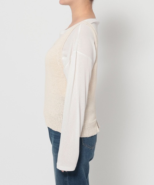 LOWRYS FARM（ローリーズファーム）の「２ＷＡＹコンパクトベスト　654888（ニット/セーター・レディース・ライトベージュ/ブラック・FREE）」の4枚目の写真