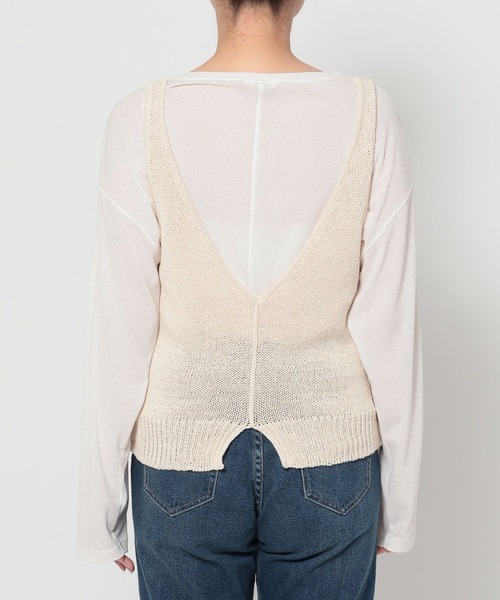 LOWRYS FARM（ローリーズファーム）の「２ＷＡＹコンパクトベスト　654888（ニット/セーター・レディース・ライトベージュ/ブラック・FREE）」の5枚目の写真