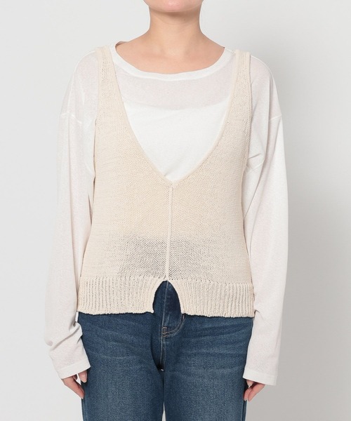 LOWRYS FARM（ローリーズファーム）の「２ＷＡＹコンパクトベスト　654888（ニット/セーター・レディース・ライトベージュ/ブラック・FREE）」の12枚目の写真