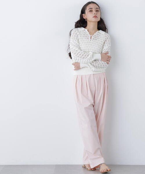 N.（N. Natural Beauty Basic）（エヌエヌナチュラルビューティーベーシック）の「ナイロンタックパンツ（その他パンツ・レディース・ライトピンク/ブラック・ﾌﾘ-）」の12枚目の写真