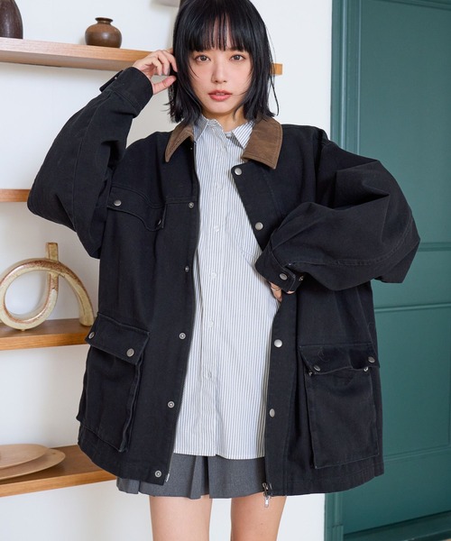 PBLIM（ページボーイリム）の「《UNISEX》ハイショクワークジャケット（その他アウター・レディース・カーキ/ブラック/アイボリー・LARGE/MEDIUM）」の2枚目の写真