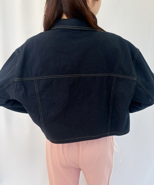 frunco（フランコ）の「【ZOZOTOWN限定】ステッチデニムジャケット/ドローコード付き（デニムジャケット・レディース・ネイビー/ホワイト・FREE）」の11枚目の写真